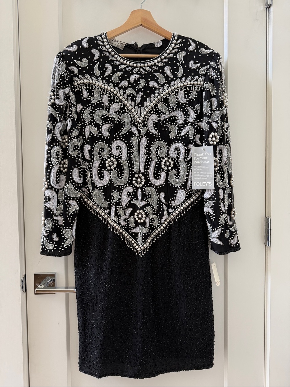 Vintage Scala Milano Paris Silk Beaded Evening Dress Size XL